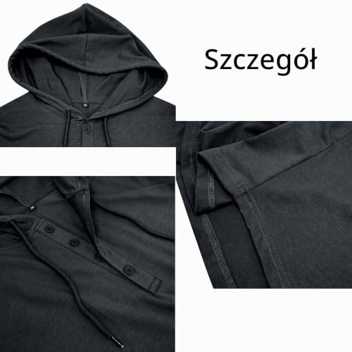 MakingDa Bluza z kapturem krótkim rękawem Męska Bluza z kapturem do fitnessu, bluza z kapturem z guzikiem, lekka bluza letnia, hip-hopowa bluza do biegania, boksu, wędrówek, sportowa bluza z kapturem