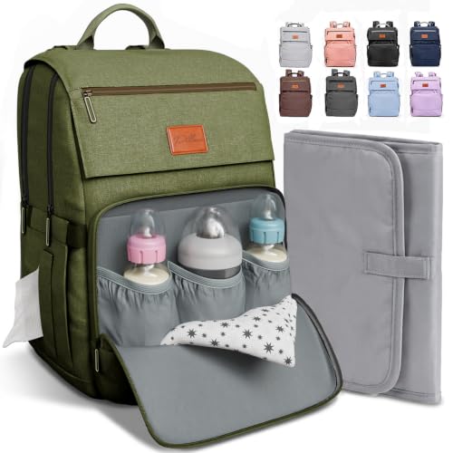 Image of PILLANI Baby Diaper Bag Backpack - Large Bag for Boys & Girls, Waterproof Diaper Backpack - Baby Shower Gifts for Boys - Toddler Diaper Bag with Changing Pad - Large Capacity, Wide Opening Easy Access