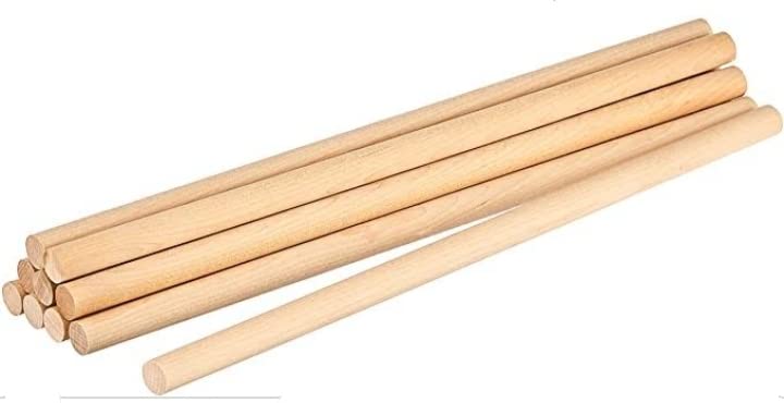 8 inches Wooden Dowel Rods, Set of 10 | Wood Dowels | Solid Hardwood Sticks for Crafting, Macrame, DIY & More | Sanded Smooth, Kiln Dried, Natural Wood, Unfinished (10, 8 inches)-image-2