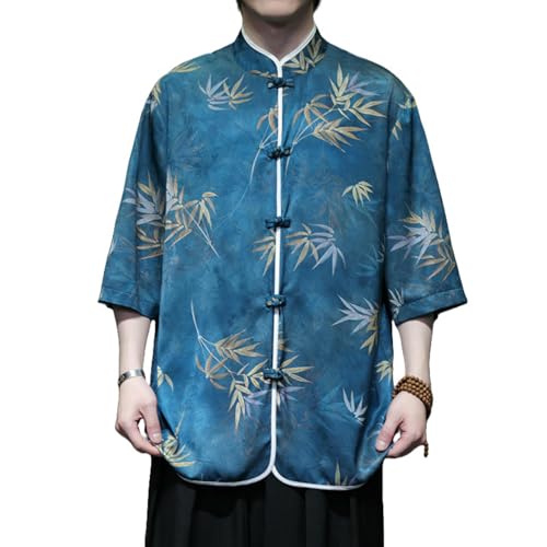 Chemise soie glacée homme style chinois haut de gamme en maille rafraîchissante premium