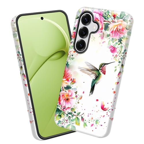 wiaekosef for Galaxy A17 5G Case,Heavy Duty Dual Layer Hard PC & Soft Silicone Rugged Bumper Shockproof Protective Case for Samsung Galaxy A17 5G 6.7 inch 2026,Hummingbird Pink Flower