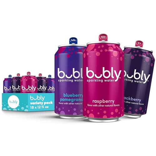 bubly Sparkling Water Triple Berry Variety, 12oz, 18 cans