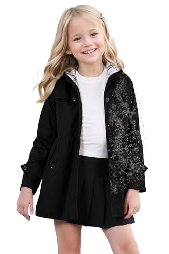 Image of SANGTREE Girl's Waterproof Trench Coat Hooded Lightweight Windbreaker Rain Jackets