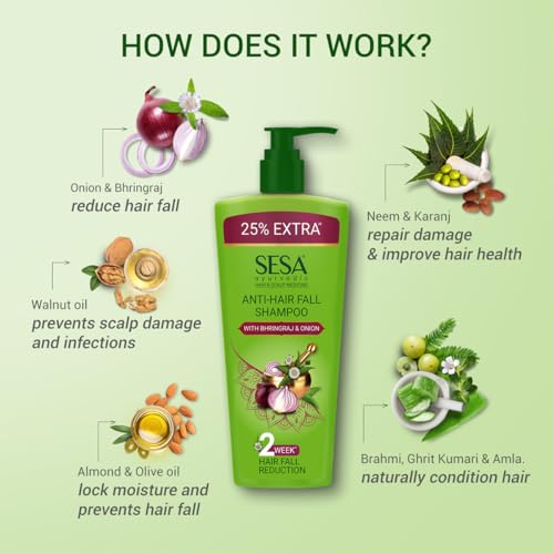 Image of SESA Ayurvedic Anti Hairfall Shampoo and Pro Shine Hair Serum Combo For Dry And Frizzy Hair Reduces Hairfall Made With 6 Ayurvedic Herbs Paraben Free Shampoo - 500ml + 100ml