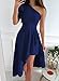 Dokotoo One Shoulder Sleeveless Midi Dresses for Women Empire Waist Fashion Ruffle Zipper Solid Color Sexy Bodycon Cocktail Prom Asymmetrical High Low Dress Blue Medium