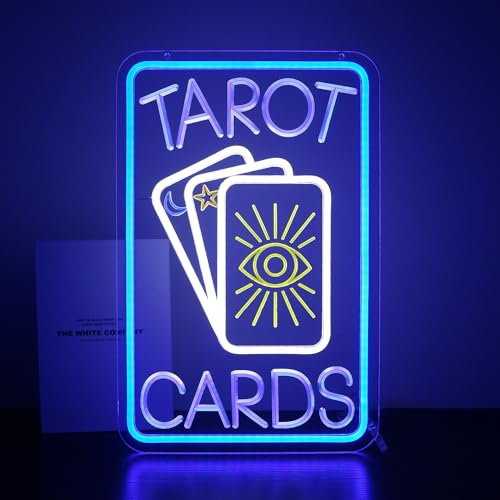 Image of Blue & White Neon Sign for Wall Decor Led Light Sign Neon Light for Room Party Home Wall Decor USB Powered - Tarot Cards