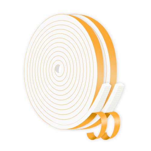 Image of Weather Stripping Door Seal,High Density CR,1 /2 in x 1 /4 in x 26Ft | Door Weather Stripping,Strong Adhesive, Weatherproof, Reduce Noise,Foam Insulation Tape for Doors and Windows,White