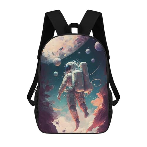 Sac à dos imprimé 3D espace grand format 17 pouces avec bretelles confortables