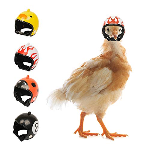 Genriq 4PCS Chicken Helmet - Chicken Bird Toy Head Protection Helmet Bird Hat Headwear Suitable for Parrot Small Chickens, Ducks and Other Poultry Funny Pet Safety Helmet Costumes Accessories