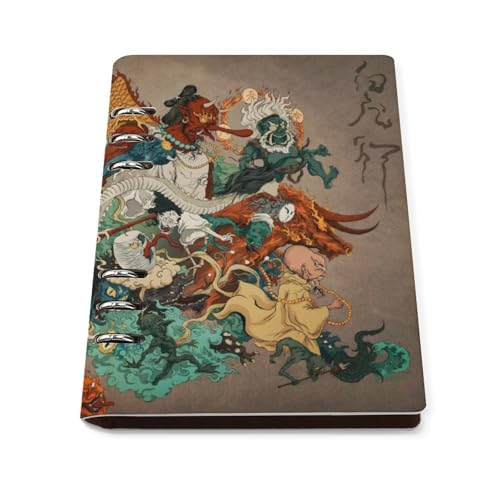 A5 ノート リフィル対応 浮世絵 百鬼夜行 PUレザー 手帳型 ビジネスノート 6穴 バインダー 書きやすい リングノート 多機能 メモ帳 学生 社会人 仕事用 おしゃれ