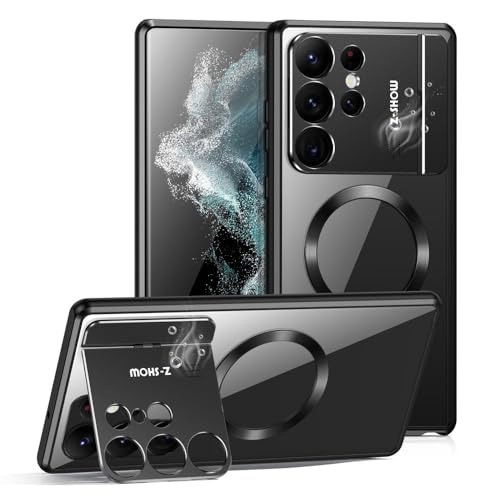 Coque Samsung S22 Ultra magnétique JZ antichoc noire mince avec support