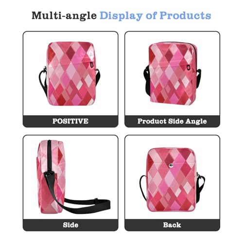 messenger bag cute Crossbody Bags For Women Shoulder Handbag Adjustable Strap for work work - Rhomboid Hot Pink Red4