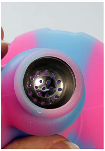 PieceMaker Wasserpfeife, SILIKON-Bong | 21 cm | blau/pink | lebensmittelechtes SILIKON | Glow in Dark Leuchtfarbe 'Kali… – Bild 3
