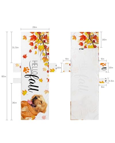 Thanksgiving, Beach Lounge Chair Towel Cover, Soft Chaise Lounge Towel with Side Pockets Patio Pool Chairs Cover for Beach/Pool Sunbathing 29x85 Animal Dog Fall Maple Leaves White
