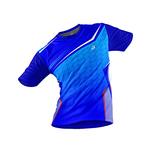 Image of JJ TEES Polyester Half Sleeve Jersey with Round Collar and Digital Print All Over for Men (Color: Blue, Dark Blue)