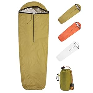 Emergency Sleeping Bag Thermal Bivvy, Lightweight Survival Sleeping Bags Thermal Bivy Sack Portable, Compact, Waterproof, Reusable for Camping, Hiking, Outdoor, Activities