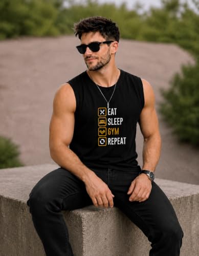 Image of JUGULAR Tank Tops Sleeveless T-Shirt for Men Gym Wear Vest Printed Stylish Round Neck Running for Sports Workout Fitness & Casual or Beach Wear