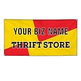 Custom Industrial Vinyl Banner Business Business Name Thrift Store Red Yellow Red 12x30inches