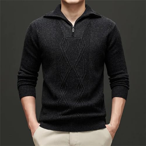 Men’S Warm Thick Wool Pullover Sweater Casual Long Sleeve Zipper Turtleneck Knitwear Jumper Tops3