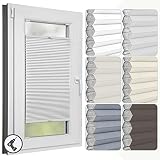 Estika Wabenplissee mit Bohren nach maß, Verdunkelung und Thermo Plissee klemmfix für Fenster in verschiedenen Breiten (30-129 cm) und Höhen (50-149 cm) erhältlich, mit Montagezubehör