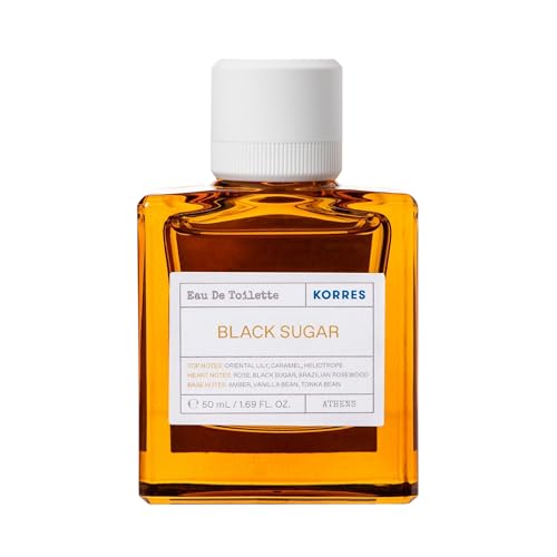 KORRES BLACK SUGAR Eau de Toilette da donna, fragranza femminile floreale, dolce, lussuosa e orientale, 88% ingredienti naturali, vegan, 50ml