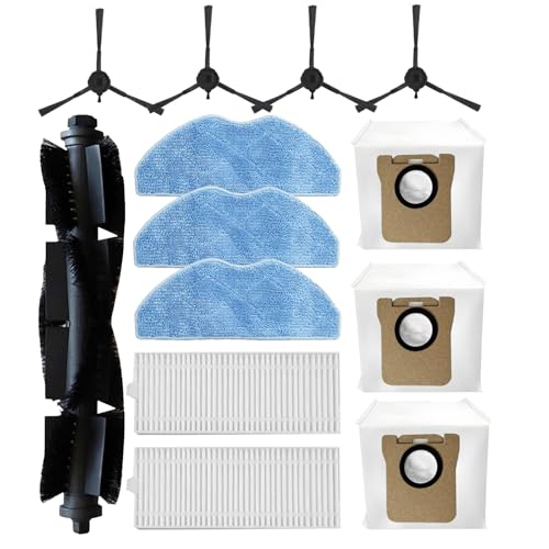 Jpbaisqic Ersatzteile Zubehör für 360 S8 / 360 Botslab S8 Plus Roboter Saugroboter, Zubehör: 1 Hauptbürste 4 Seitenbürsten 2 Hepa-Filter 3 Wischtücher 3 Staubbeutel