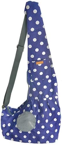 LILYS PET Pet Dog Cat Puppy Sling Carrier,Adjustable Pet Shoulder Bag Sling Carrier with Breathable Mesh Design (Blue with dot)