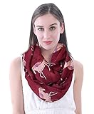 Lina & Lily Unicorns Print Women's Girls Infinity Scarf Lightweight (Dark Red)