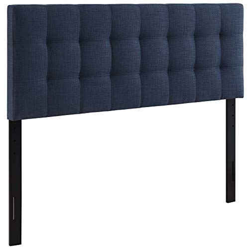 Image of Modway Lily Tufted Linen Fabric Upholstered Full Headboard in Navy
