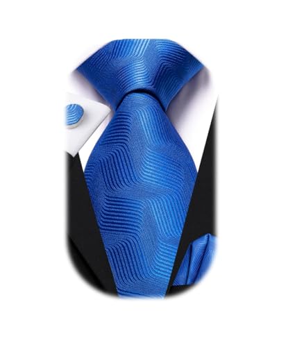 Image of Dubulle Mens Paisley Striped Tie Woven Necktie for Men and Handkerchief Cufflinks Set Wedding Formal Business