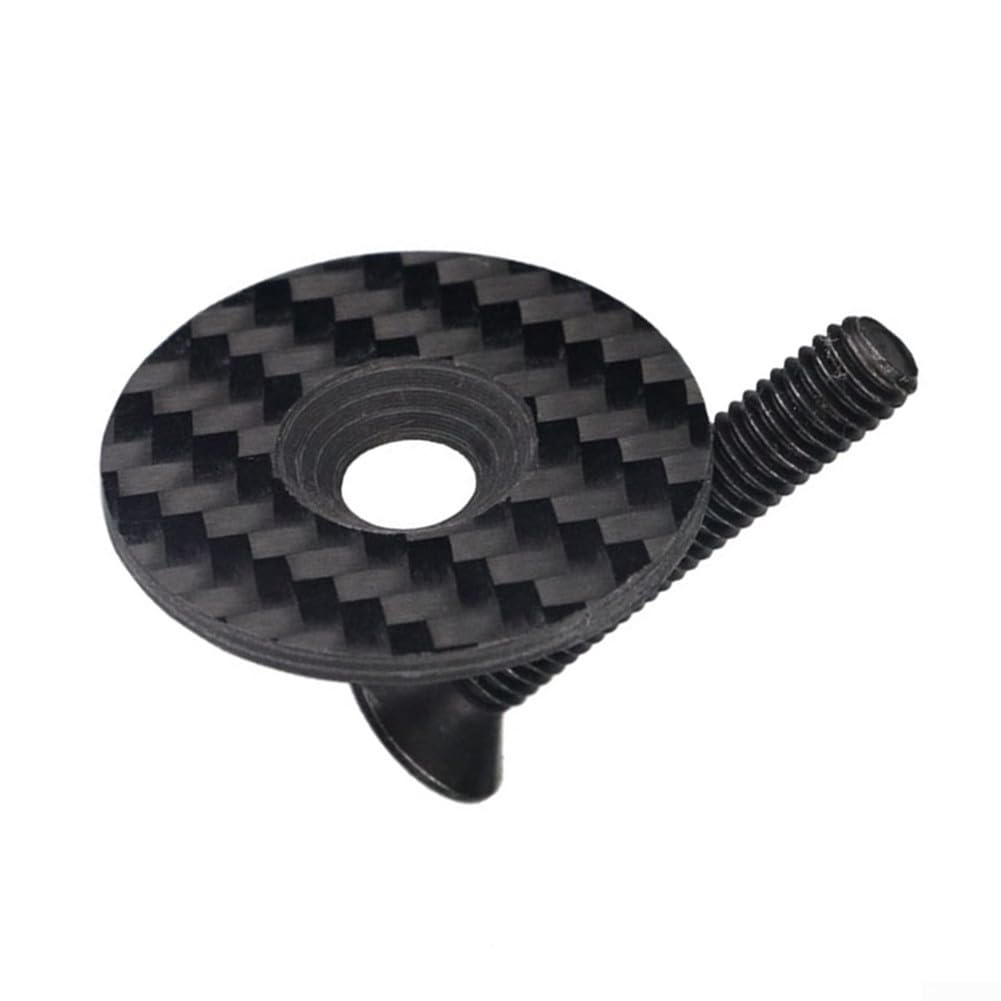 Dolvitrny Carbon Fibre Headset Cap Bike Stem Top Cover 1 1/8 Inch Fork 31.8MM Handlebar Lightweight Bicycle Parts MTB Road Dust Cover Black