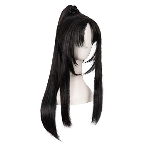 Mapofbeauty Cosplay Oblique Bangs Long Gripper Ponytail Ancient Style Hair Wig (Black) #TOP1