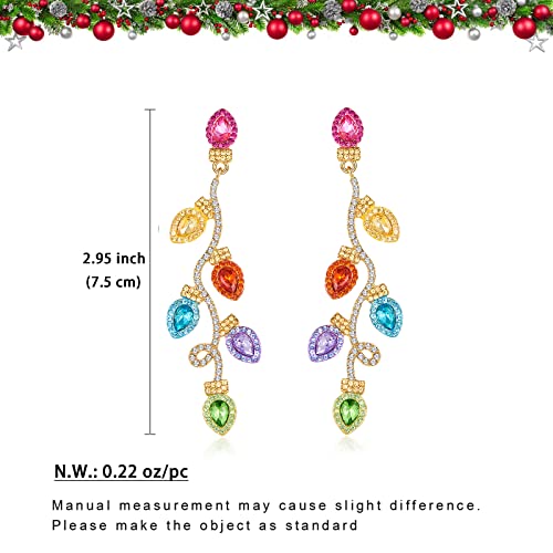 Woworama Christmas Light Earrings For Women Colorful Crystal Light Bulb Earrings Xmas Earrings Dazzling Christmas Ornament Earrings Statement Winter Holiday Earrings Gifts #TOP5