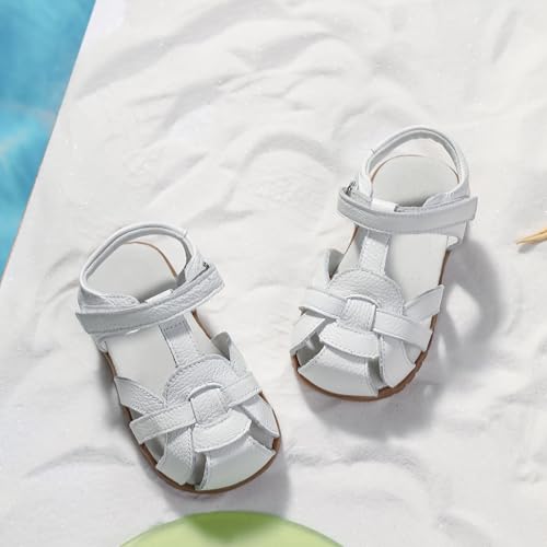 Image of Femizee Toddler Girls Leather Dress Sandals with Adjustable Strap | Toddler /Little Kids, Leather upper, Cushioned footbed, Hook-and-loop, Flexible Sole, Dressy summer occasions, Princess-style