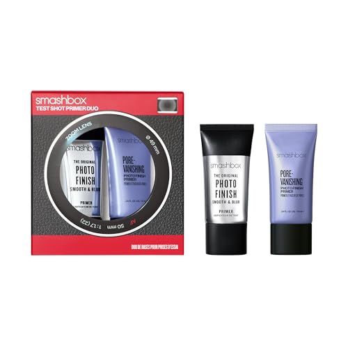 Smashbox Test Shot Primer Duo | Travel Size OG & Pore Vanishing Primer Gift Set | Helps Smooth &