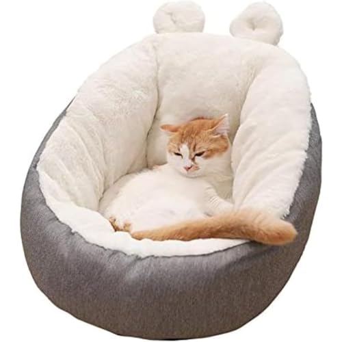 かわいいウサギ耳背高い背猫小屋、猫ベッド暖かい、猫 布団,猫 マット,ペットベッド、犬小屋、猫 冬用ベッド、猫ハウス、猫 ベッド、犬 ベッド 、7キロ以下ペットハウスに適用します (M)