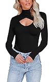 ioiom Women's Long Sleeve Lightweight Turtleneck Top Pullover Sweater Black M