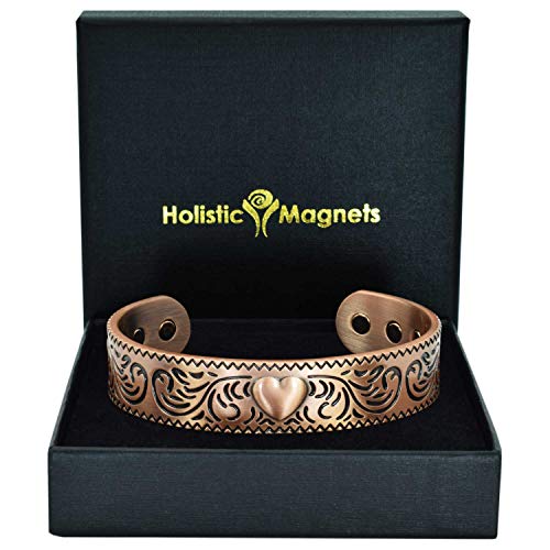 Holistic MagnetsÂ® Womens Copper Bracelets Arthritis Pain Relief Solid Copper Magnetic Bracelet Tendonitis Joint Wrist Healing Bangle-Heart (M: Wrist 6.5-7.6 inch)