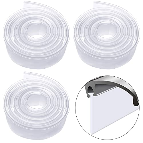 3 Rolls Shower Door Sweep Replacement Bottom Seal Clear PVC 36 Inch Long Framed Shower Door Seal Strip Angled T Drip Rail Sweep Shower Door Replacement Parts for Bathroom