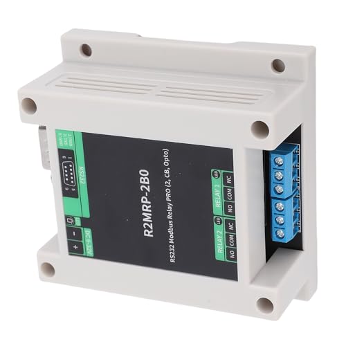 Zunate Módulo de relé Industrial Listo para Automatización para Control RTU de Interfaz RS232, Carcasa ABS Robusta, Automatización Mejorada para Sistemas PC/PLC (R2MRP-2B0)