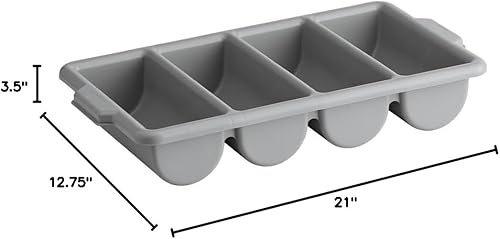 Miniatura 6 de Soro Essentials - Caja de cubiertos comercial de 4 compartimentos de polipropileno de color gris -Organizador de utensilios de cubiertos de cocina