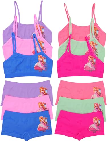 Image of ToBeInStyle Girl Pack of 6 Set Spaghetti Strap Training Bras & Boyshorts Bikinis