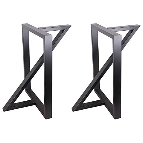 ECLV 2 x 28 Dining Table Legs, Z-Shaped Steel Table Legs, Country Style Table Legs,Office Table Legs,Computer Desk Legs,Industrial Kitchen Table Legs,Set of 2,Black Cover