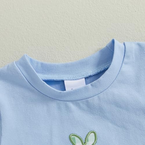 Image of Toddler Baby Boy Easter Rabbit Outfit Short Sleeve Bunny Carrot Smocked T-shirt Elastic Waist Shorts Summer Clothes