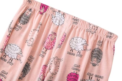 Image of CHUNG Women Cotton Pajama Sets Sleepwear pjs Short Sleeve Shirt Capri Length Crop Pants Cute Vivid Print