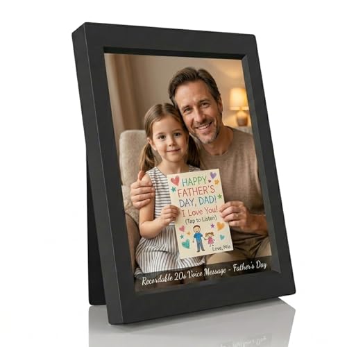 KWANWA 5x7 Recordable Picture Frame – 20-Second Voice Recording, Personalized Talking Photo Frame, Holds 5x7 Photos, Vertical or Horizontal Display, Tabletop & Wall Mount, Sentimental Keepsake – for Mom, Dad, Grandparents, Long Distance, Memorial, Birthday, Christmas