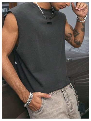 WDIRARA Men's Letter Graphic Tank Top Crew Neck Sleeveless T-Shirts Streetwear4