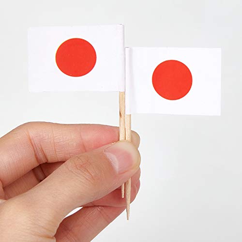 Javd Cyps 100 Pcs Japan Flag Japanese Toothpick Flags, Small Mini Stick Cupcake Toppers Japanese Flags,Country Picks Party Decoration Celebration Cocktail Food Bar Cake Flags #TOP2