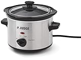 Judge Electrical Slow Cooker 1.5L 120W with Removable Ceramic Pot, Makes Up to 2 Portions, 2 Year Guarantee