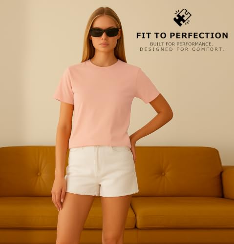 Image of SLEEPY NUTS Women's Plain Round Neck Regular Fit Half Sleeve Cotton T Shirt